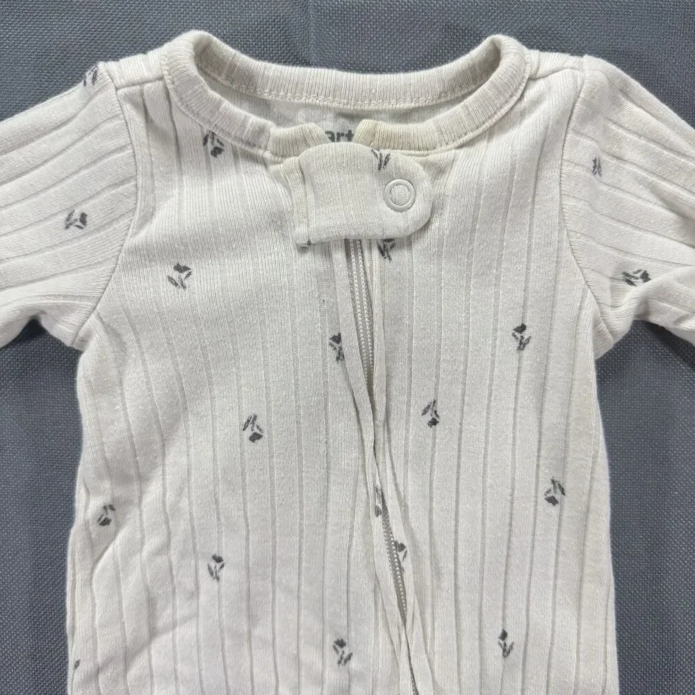Carters Preemie Baby Ivory Flower One Piece Zip Up